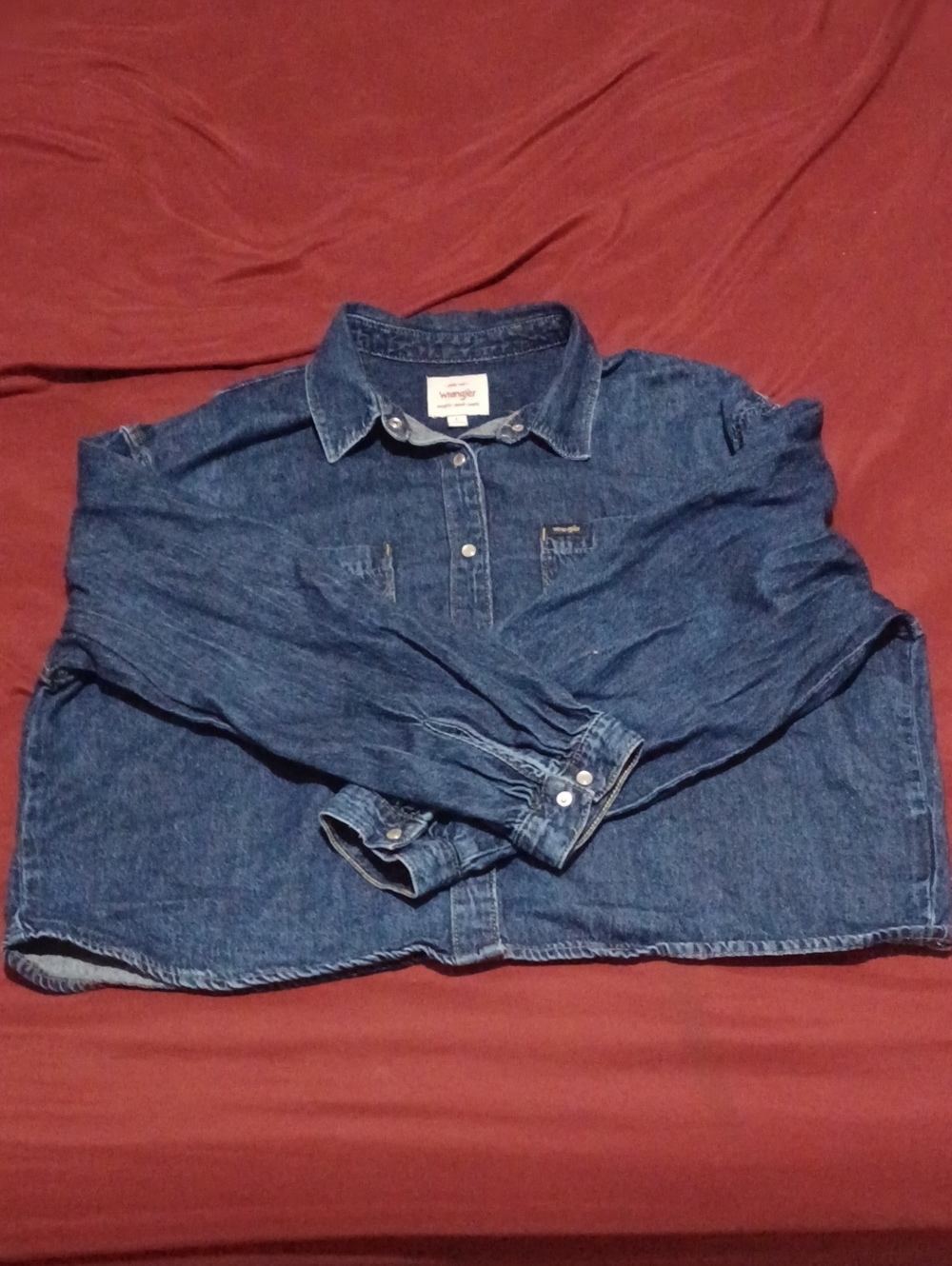 Wrangler Indigo Denim Long Sleeve Shirt Size Large